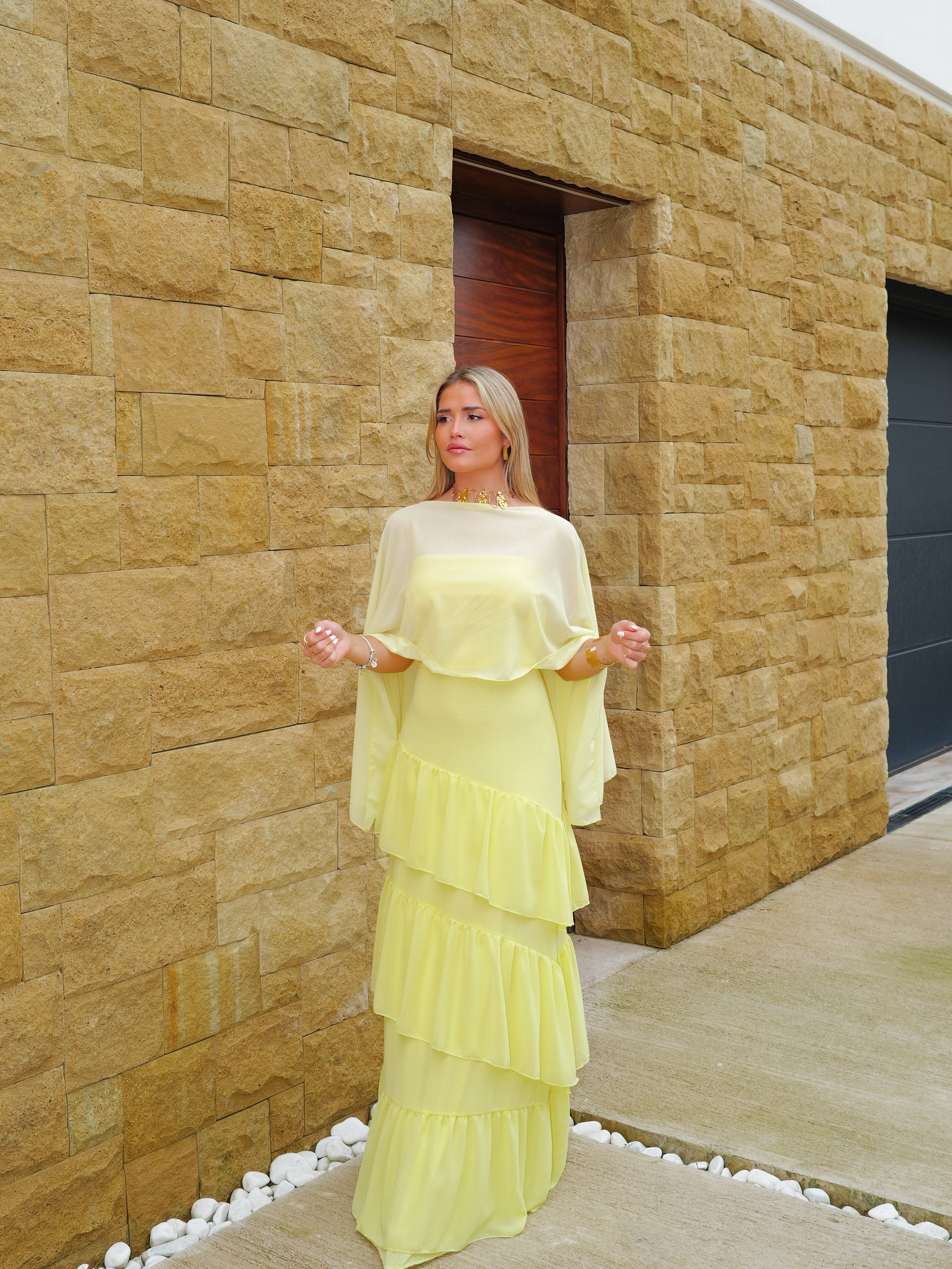 Scialle di garza giallo