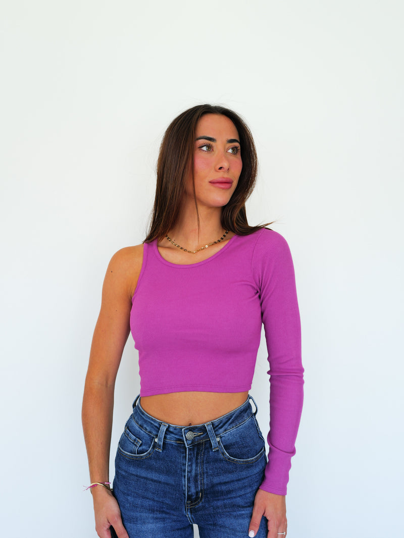 Top con manica assimilata fucsia