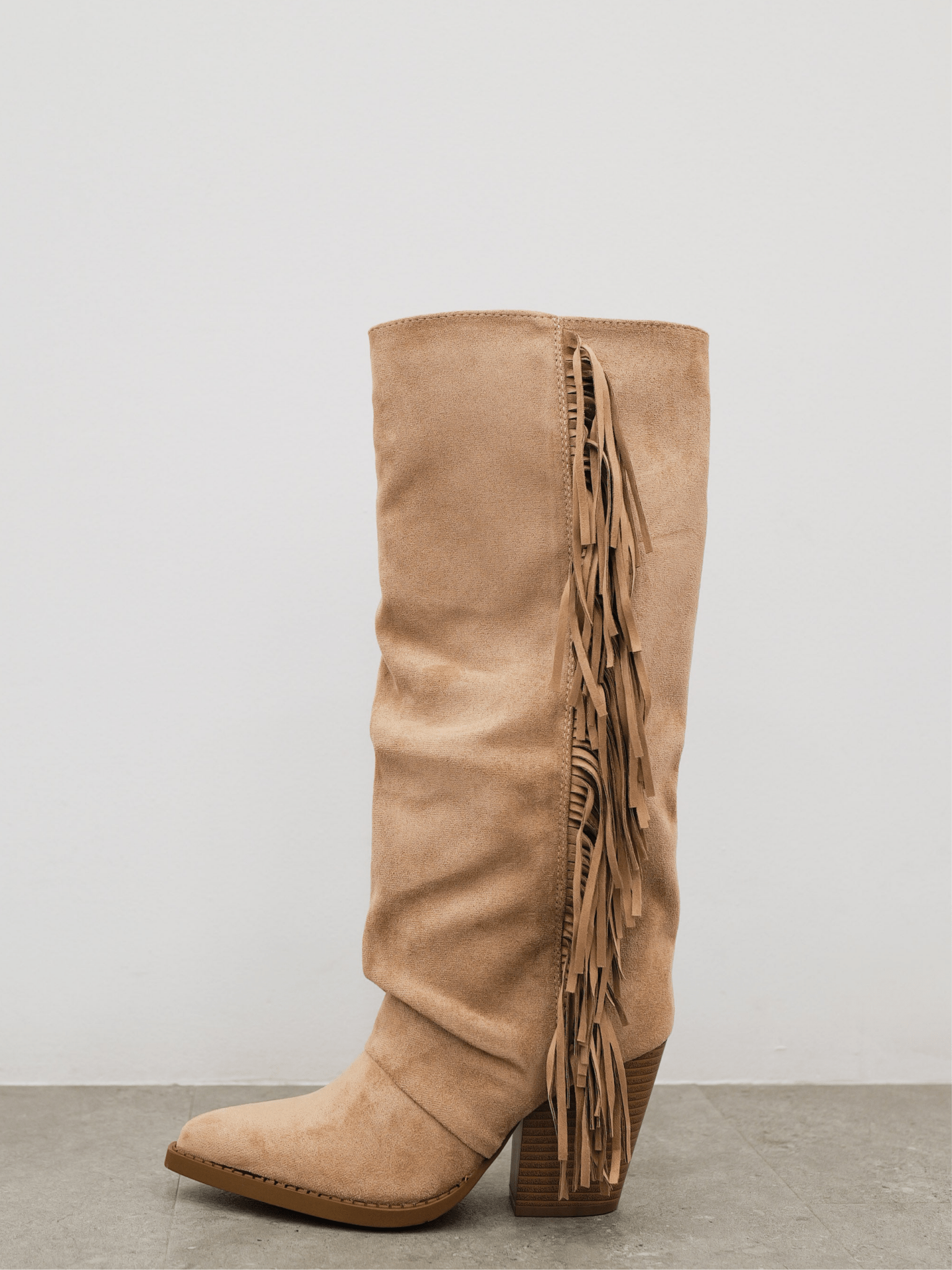 Stivali cowboy con frange laterali beige - SORELLAS