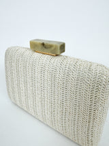 Pochette party in rafia beige