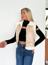 Gilet double face beige