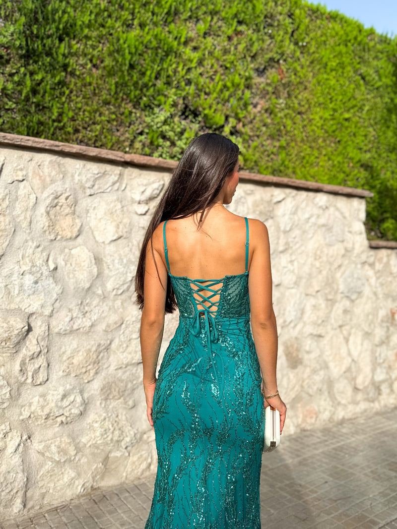 Abito a corsetto con strass in bottiglia