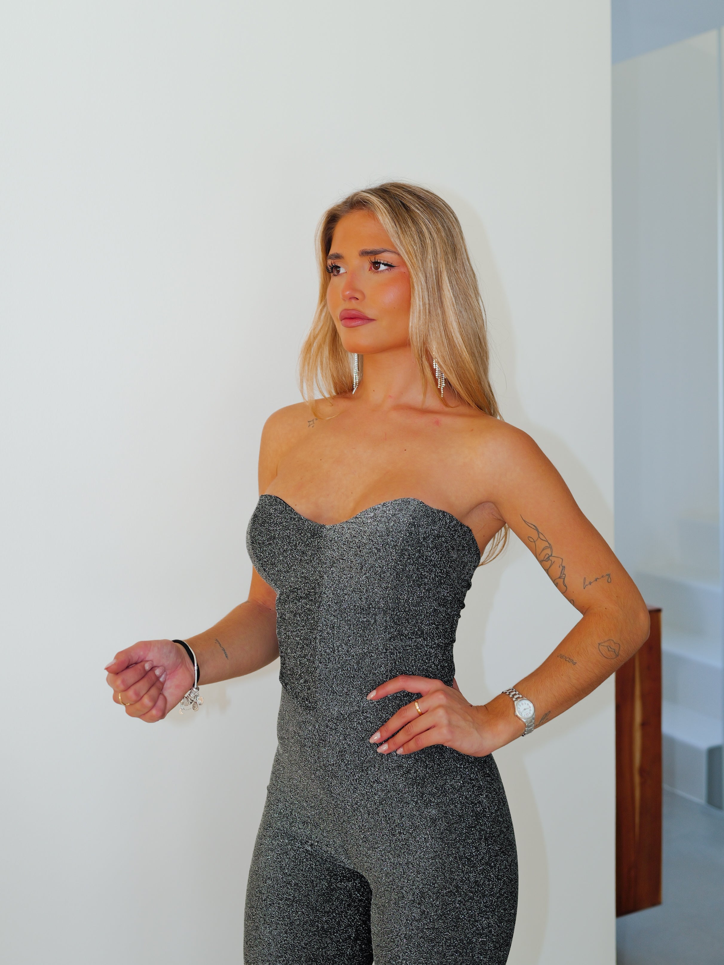 Corsetto Tuta in lurex argento