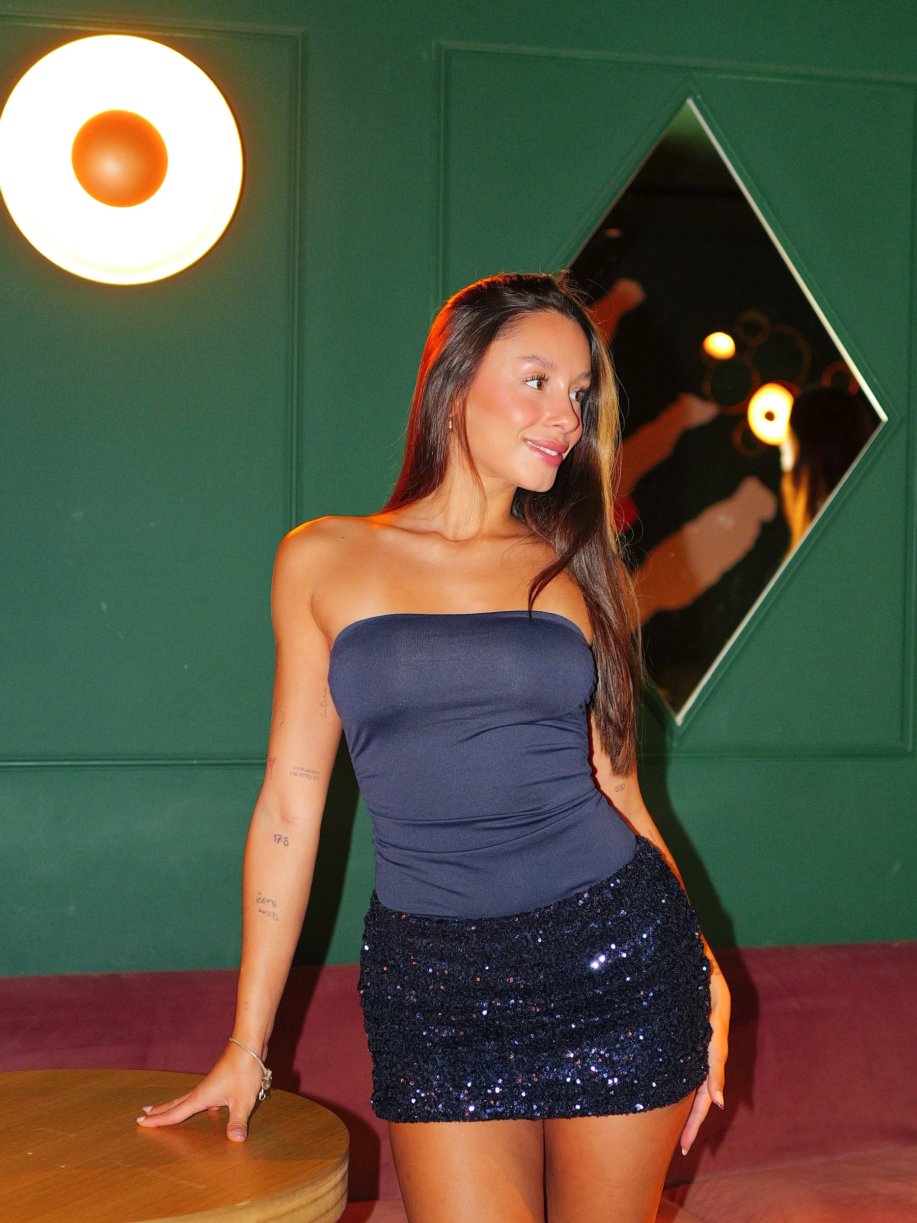 Gonna navy glitterata mini gonna word abito