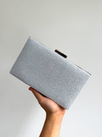 Pochette rettangolare in glitter argento