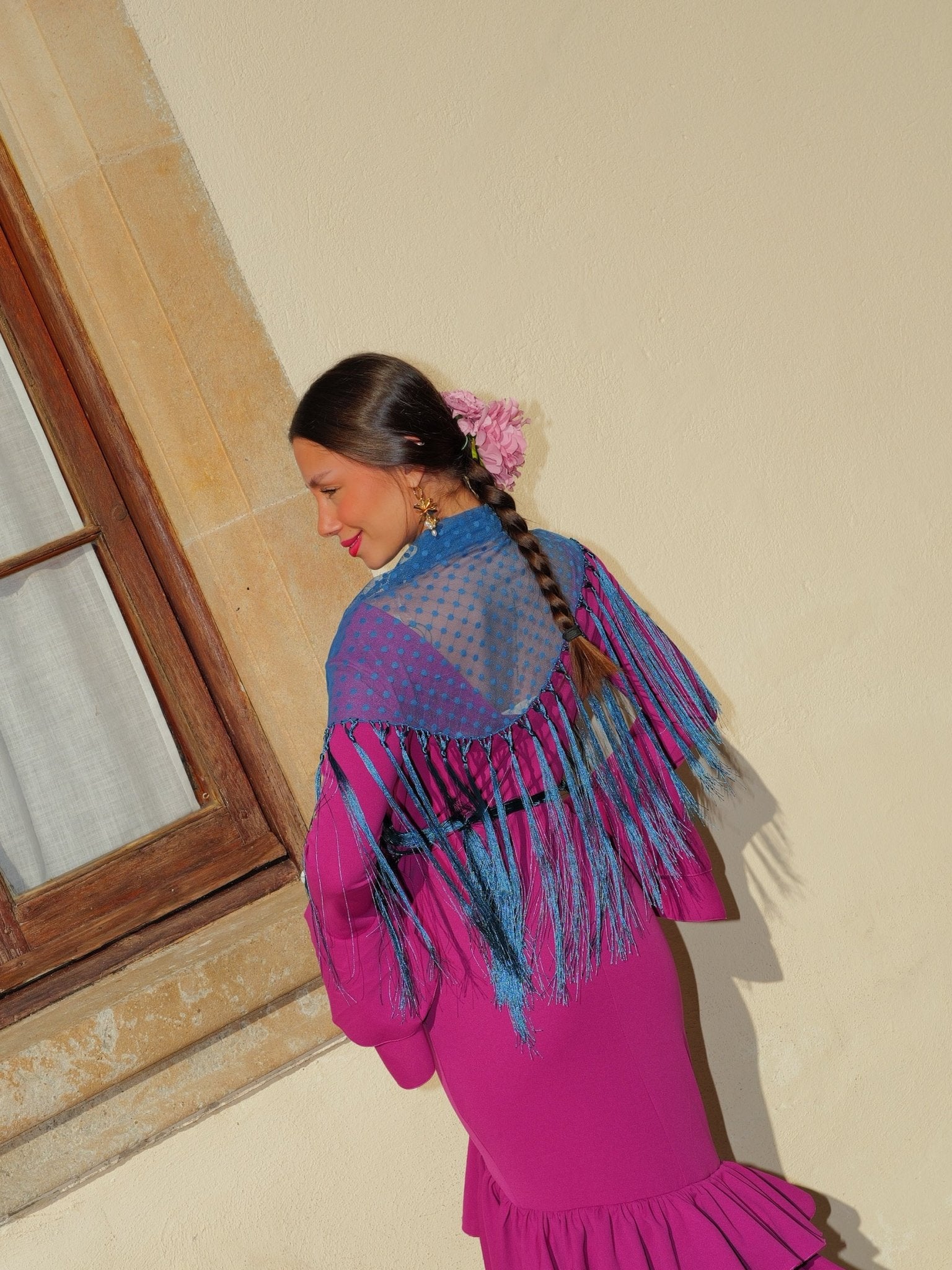 Scialle flamenco a pois petrolio - SORELLAS