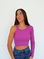 Top con manica assimilata fucsia