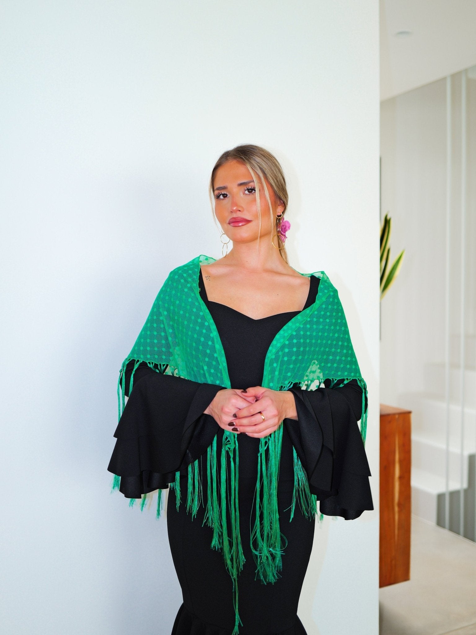 Scialle flamenco a pois verde - SORELLAS