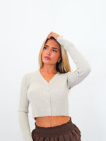 Cardigan beige con bottoni glitterati