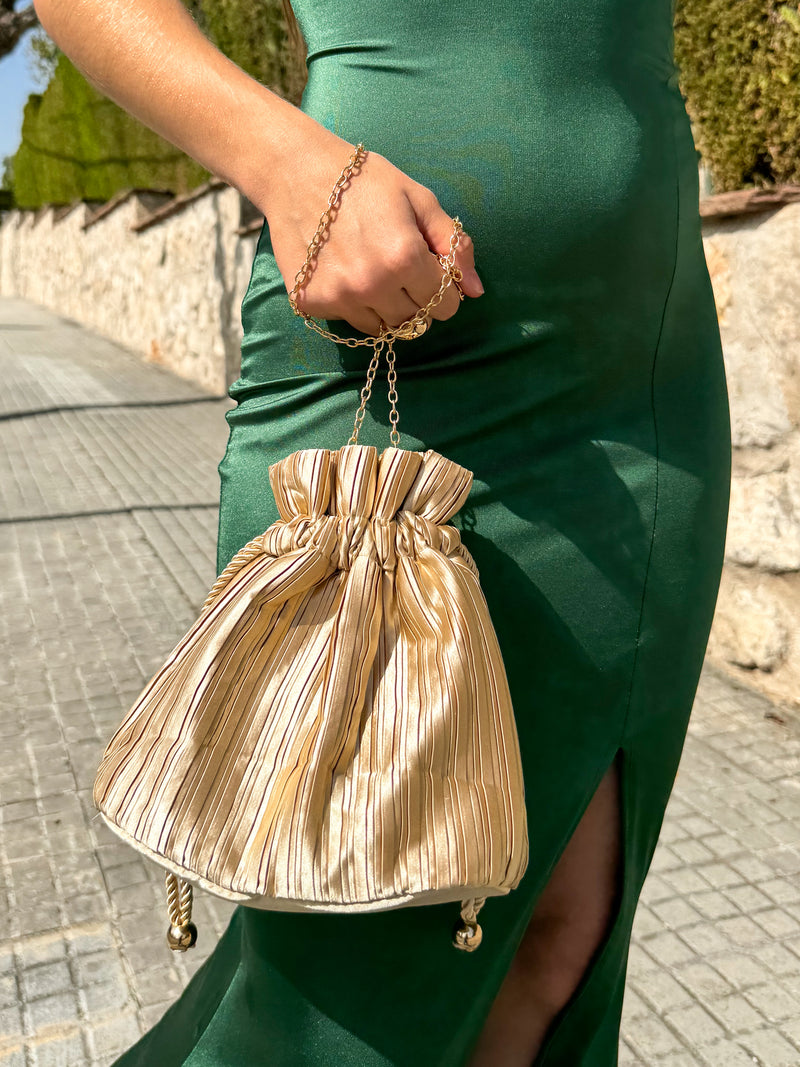 Pochette in raso oro