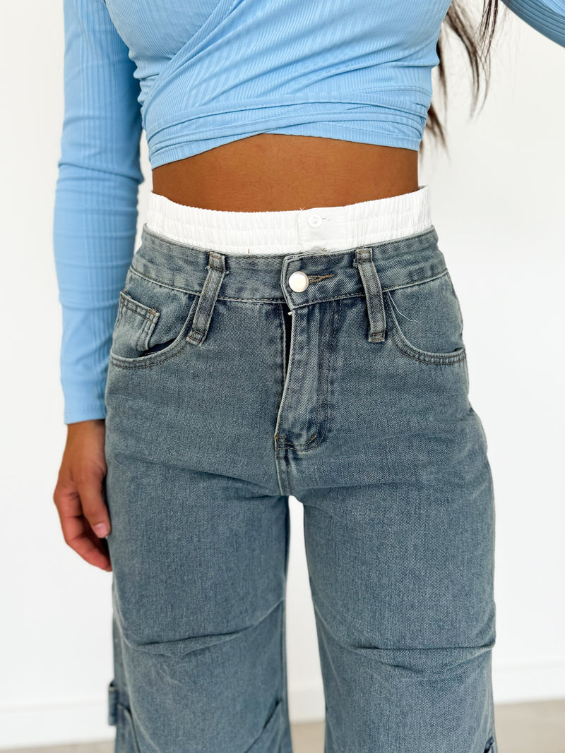 Pantaloni boxer in denim