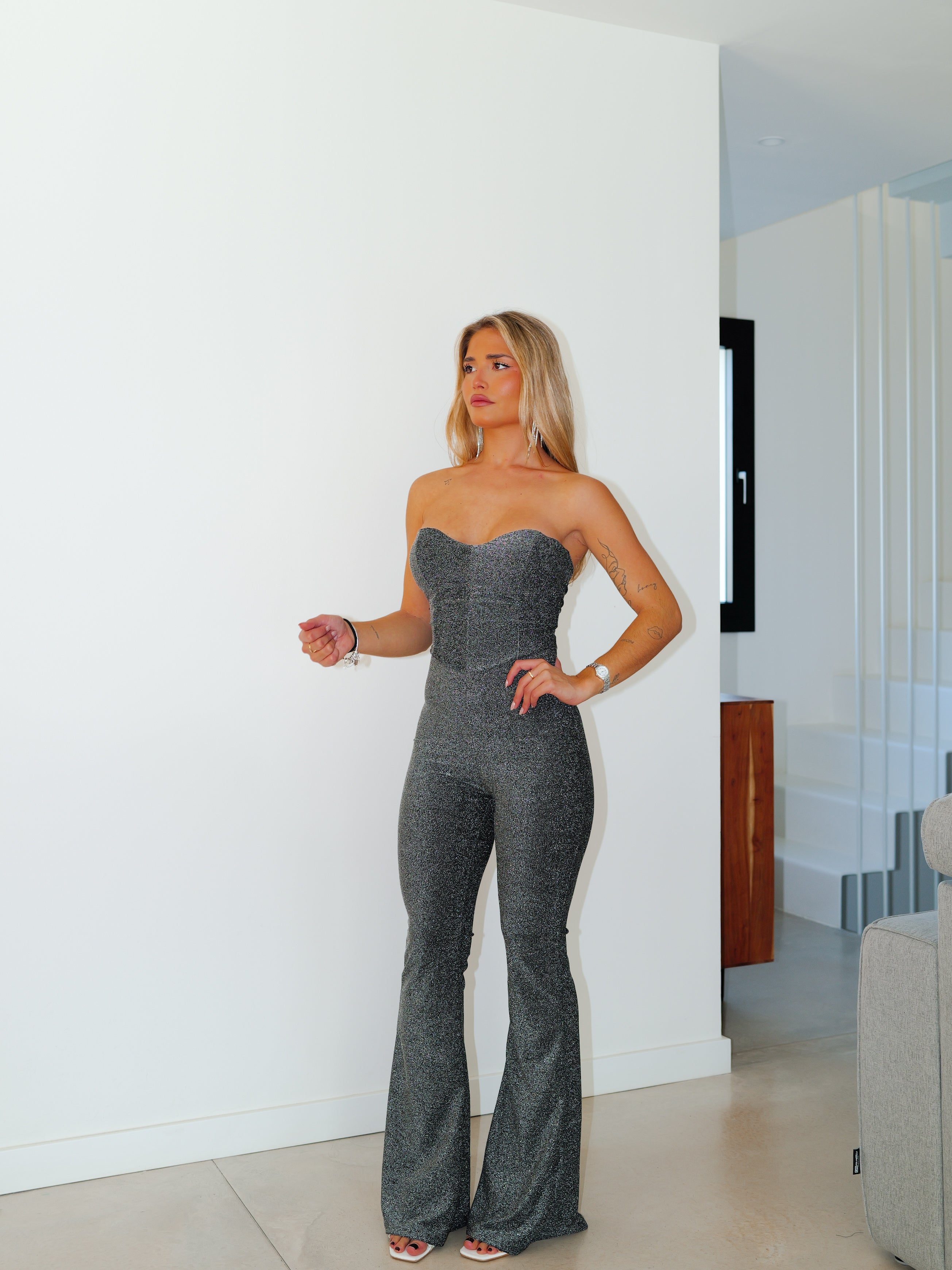 Corsetto Tuta in lurex argento