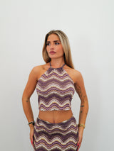 Crop halter nodo posteriore lilla