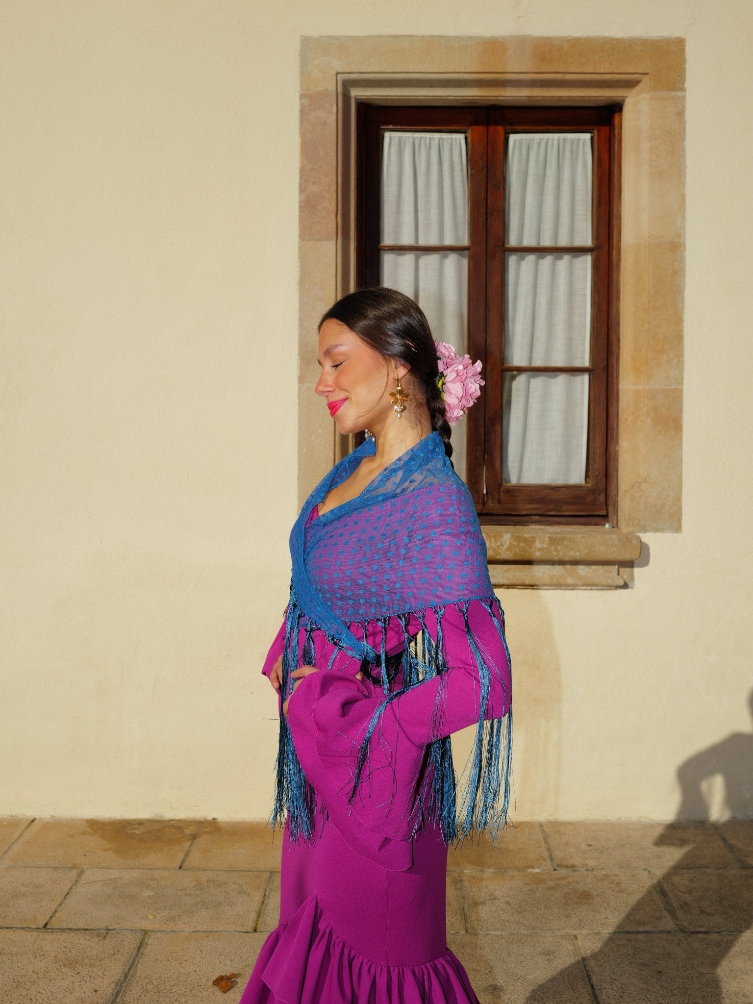 Scialle flamenco a pois petrolio - SORELLAS