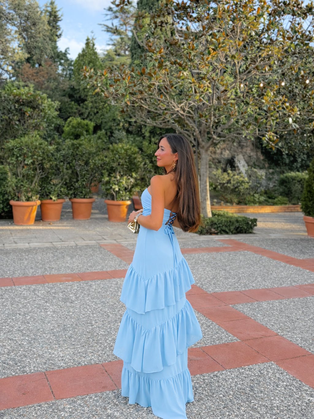 Abito con volant azzurro - SORELLAS