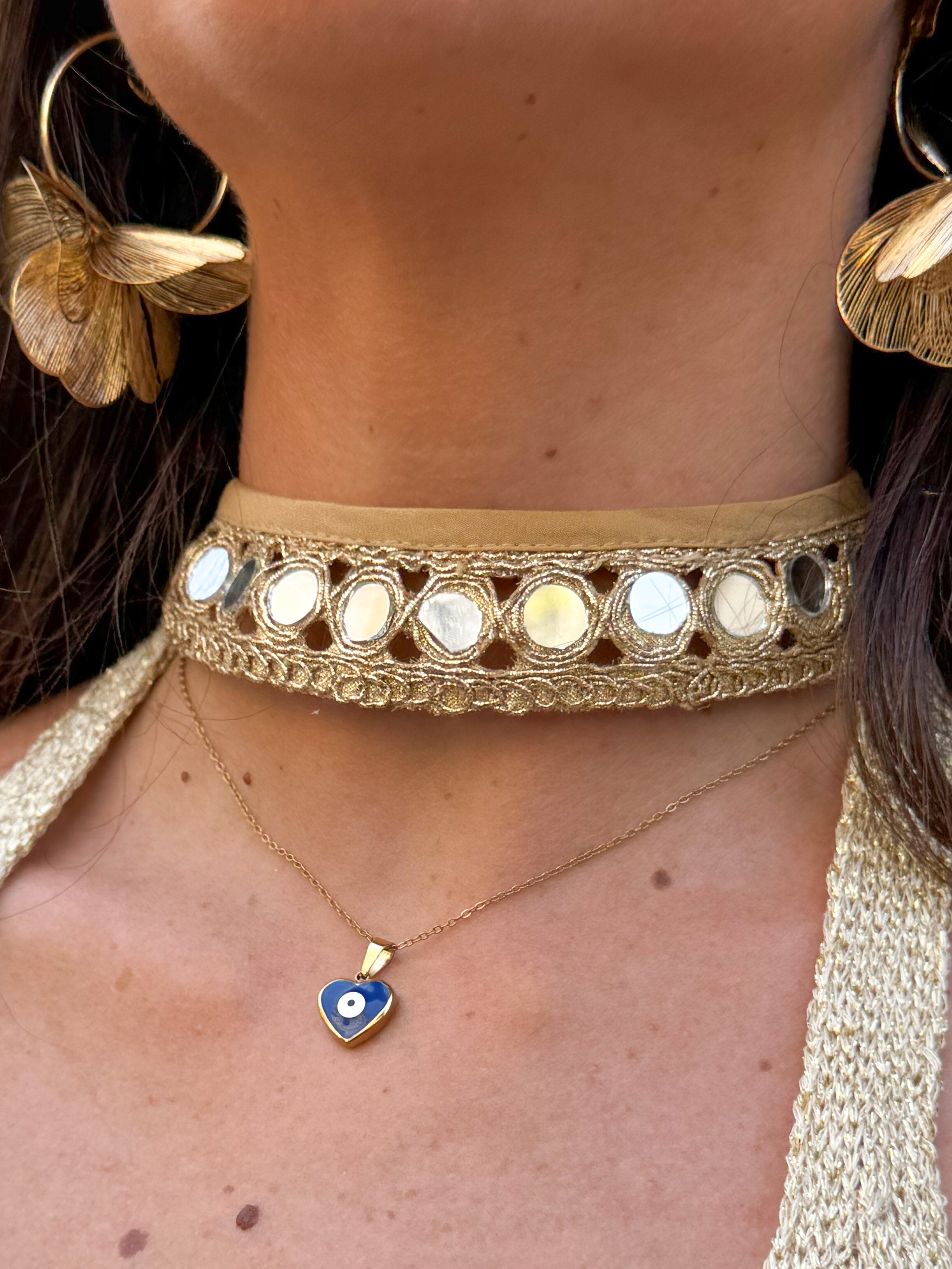 Collana girocollo a specchio placcata oro