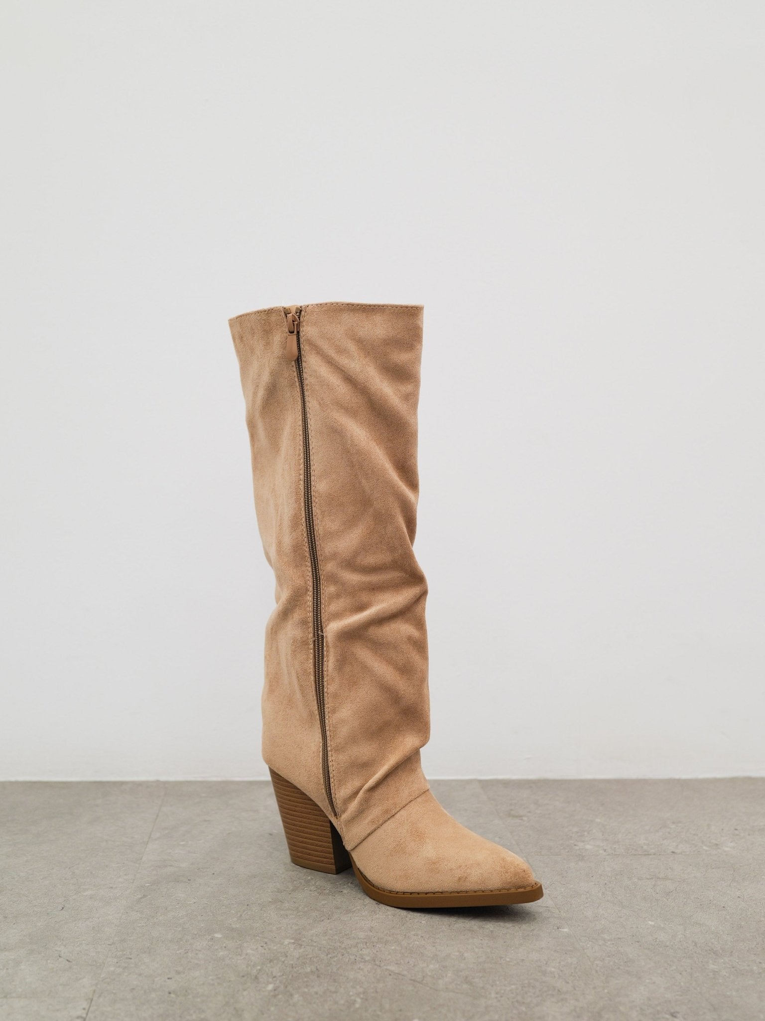 Stivali cowboy con frange laterali beige - SORELLAS