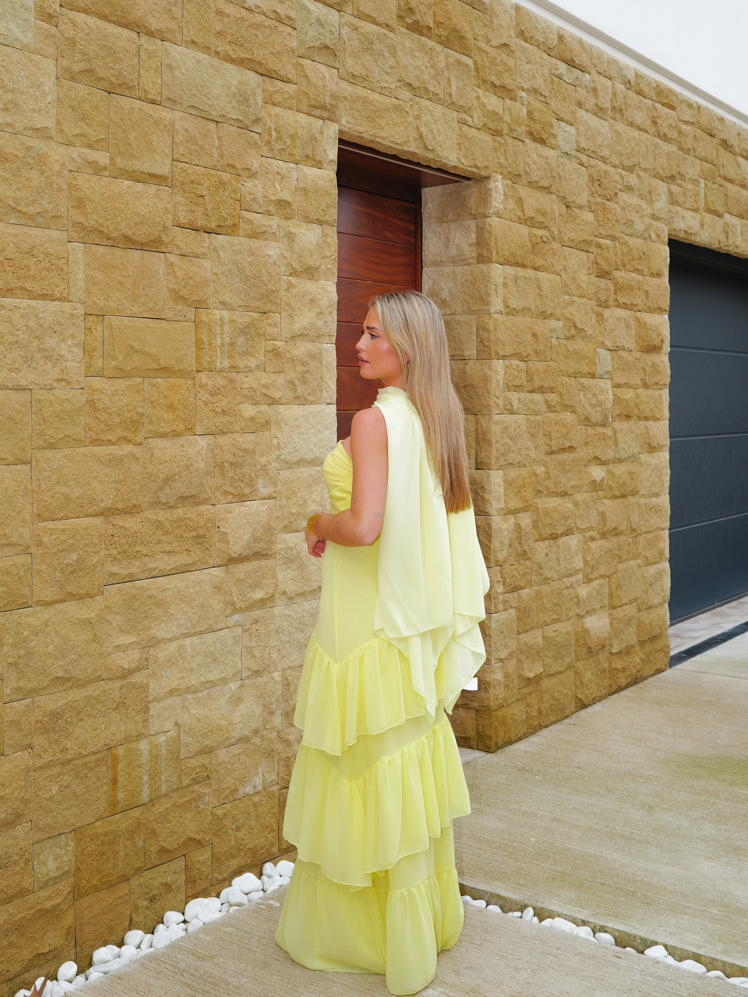 Scialle di garza giallo