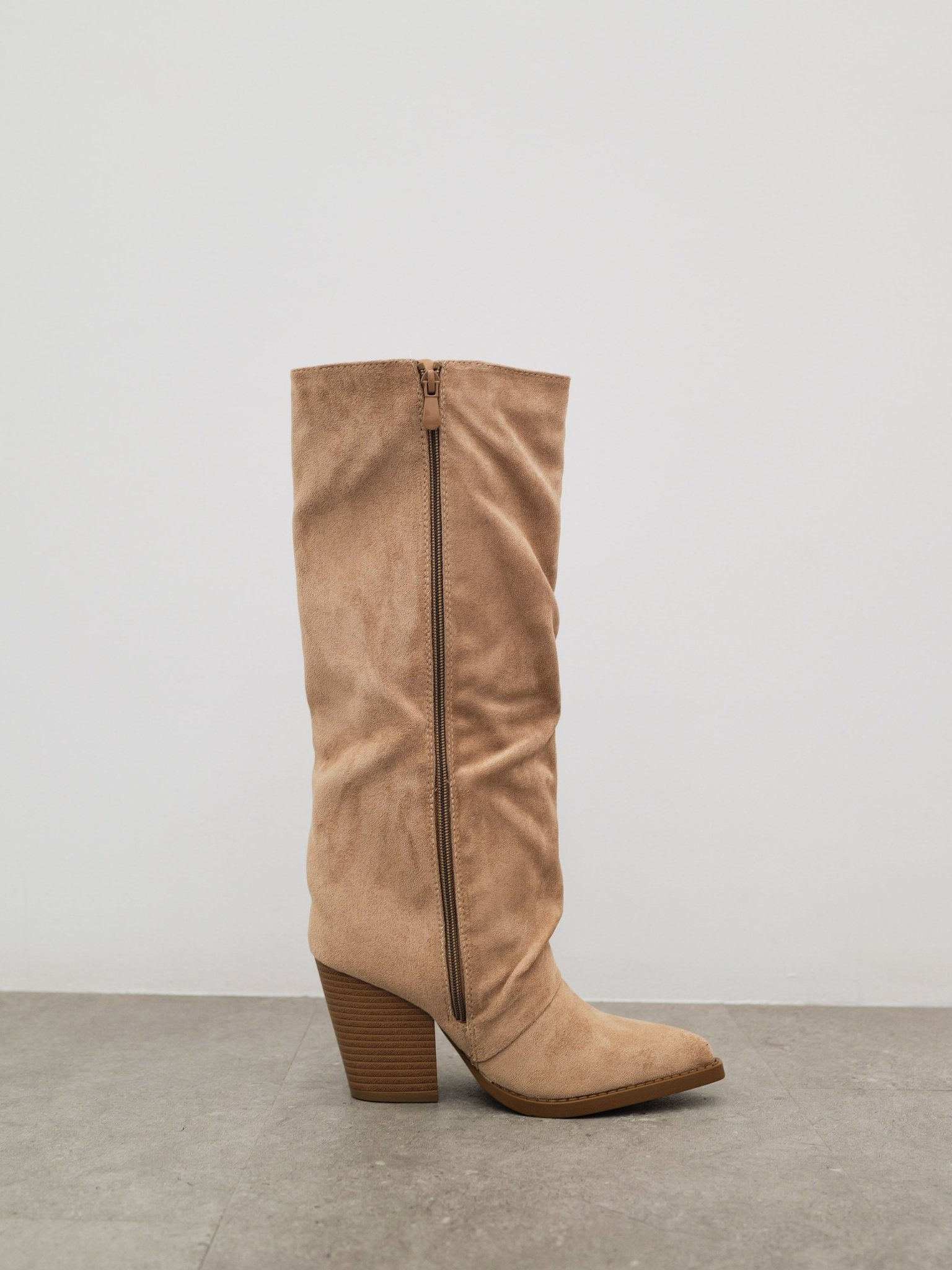 Stivali cowboy con frange laterali beige - SORELLAS