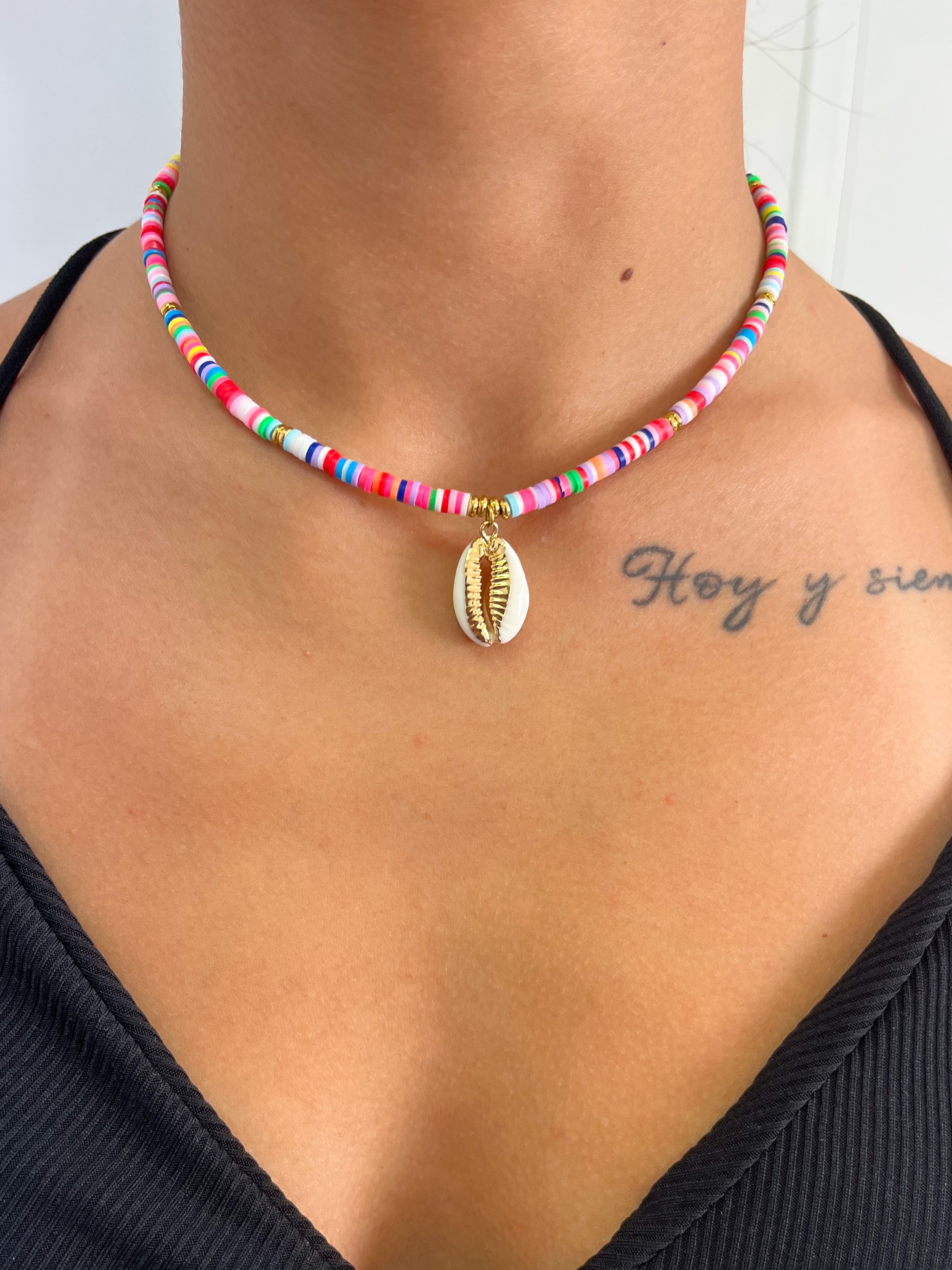 Collana di conchiglie multicolore