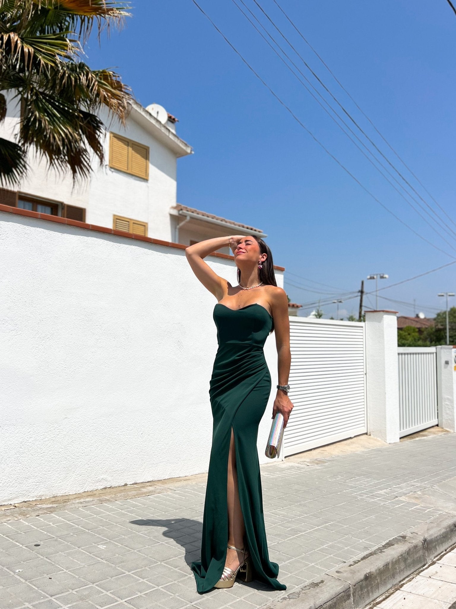 Abito aderente verde con scollo a cuore - SORELLAS