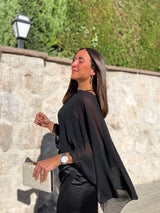 Scialle a mantellina in chiffon nero