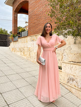 Abito in tulle con maniche rosa