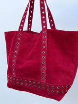 Maxi borsa rossa con borchie