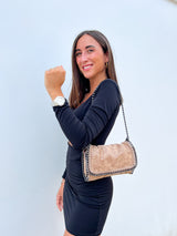 Borsa midi a catena beige