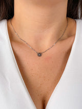 Collana con sole lucido placcato argento fine